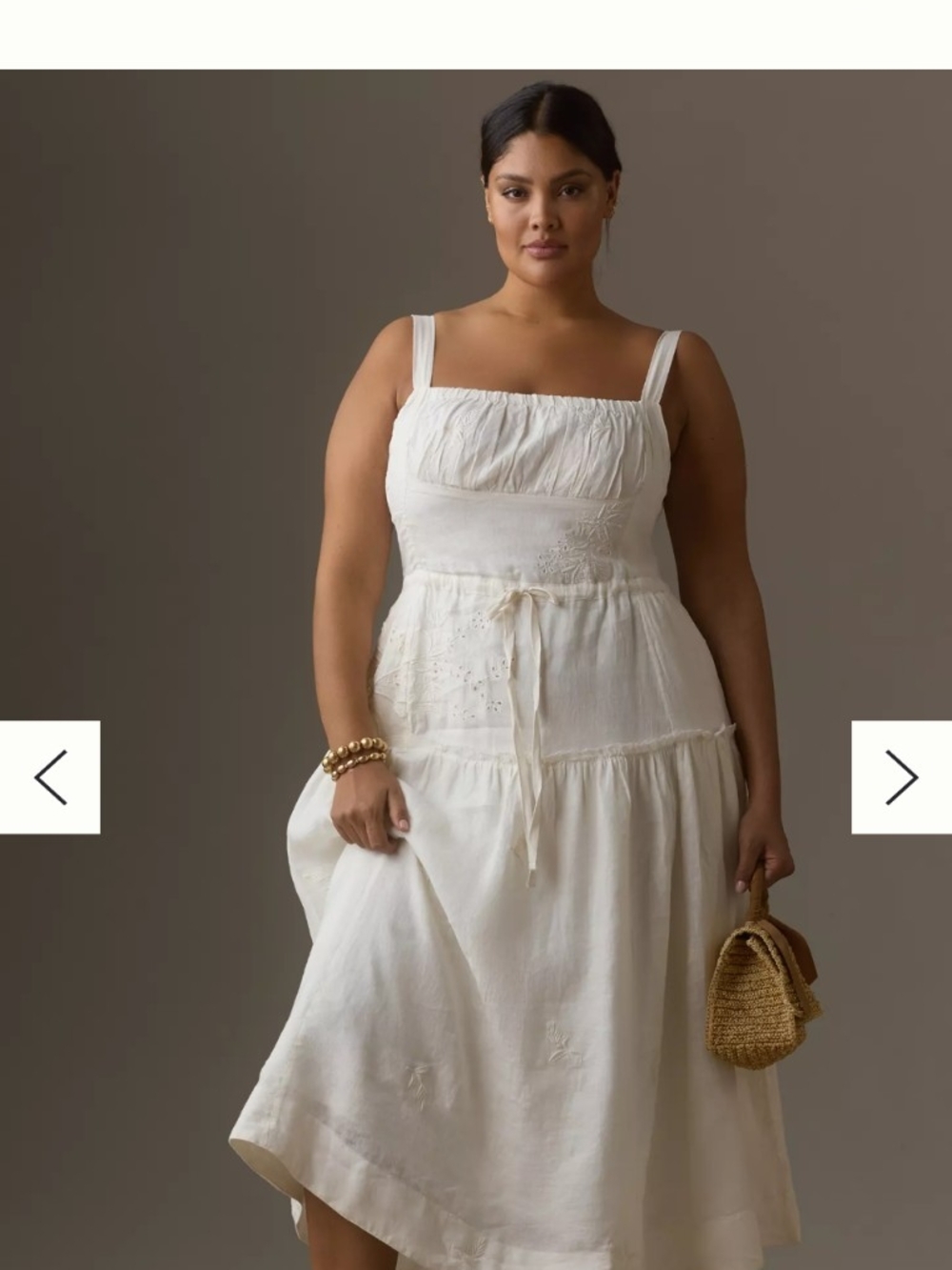 Anthropologie White Linen Square-Neck Midii Dress - Picture 5 of 10